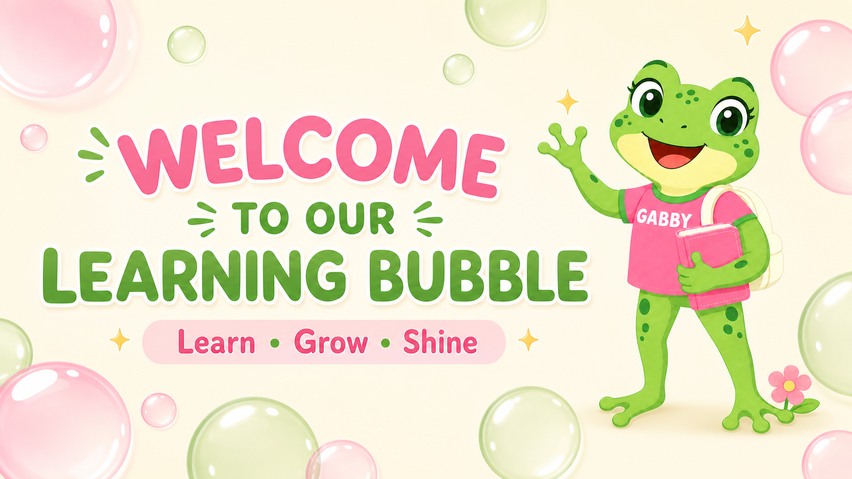 Gabby welcomes students to The Learning Bubble.